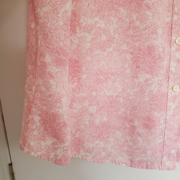 Vintage Polyester Shirt Women's L Pink Floral All Over Print - Picture 5 of 12